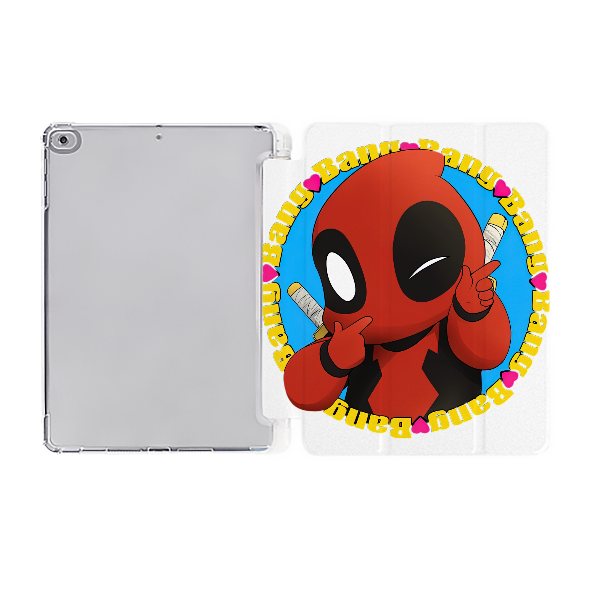 （画像用） Deadpool デッドプール IPad ケース ペン収納付き 三つ折りスタンド PUレザー×シリコン 対応機種9.5/10.5/10.9インチ